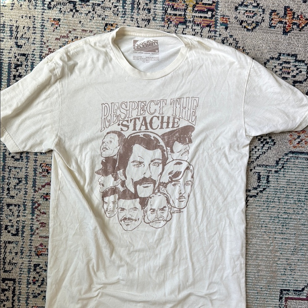 White Graphic Tee - Respect the Stache
